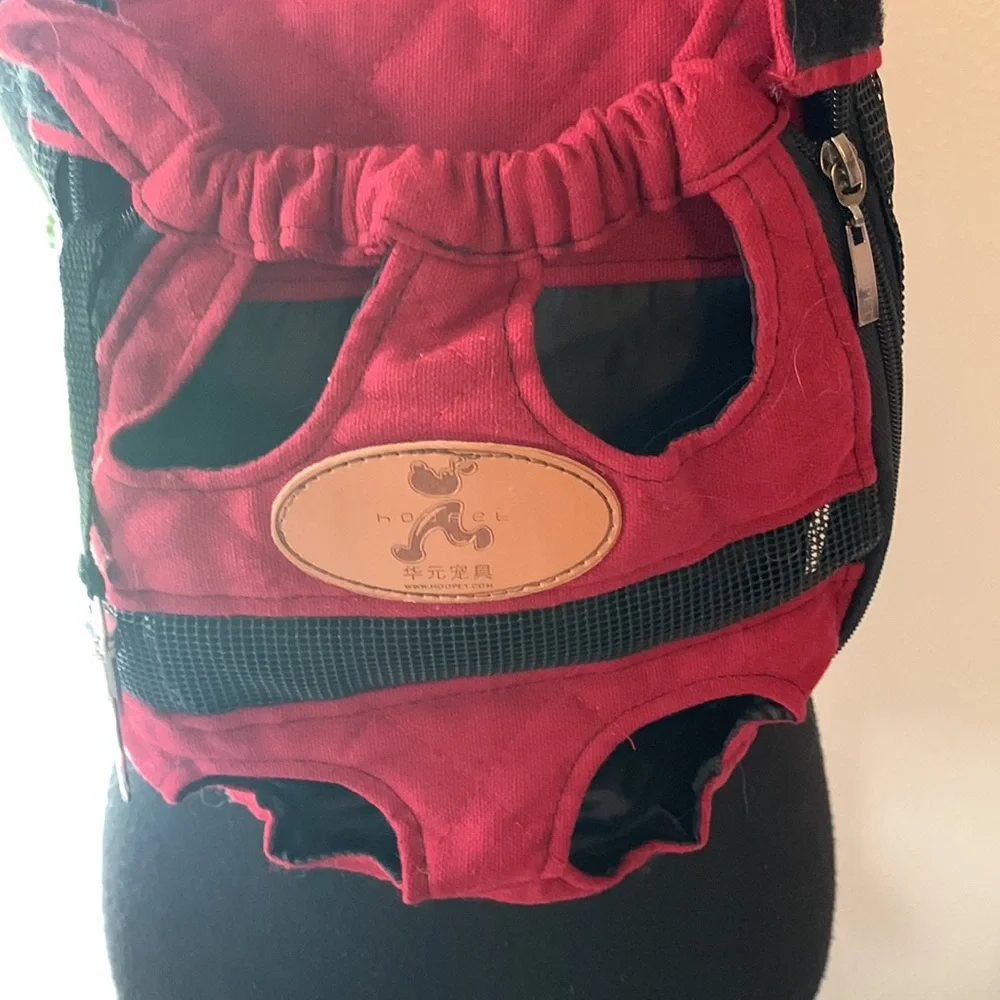 Red Pet Front Carrier Dog Backpack - Comfortable Hands-Free Wear